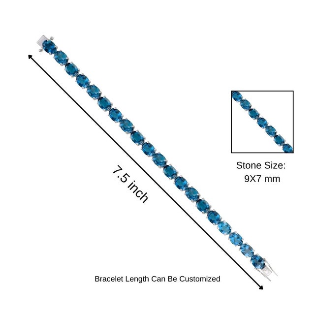 Blue Modernist London Blue Topaz 42.45 CTW Oval Cut Bracelet- Christmas Gifts For Sale - Image 8 of 10