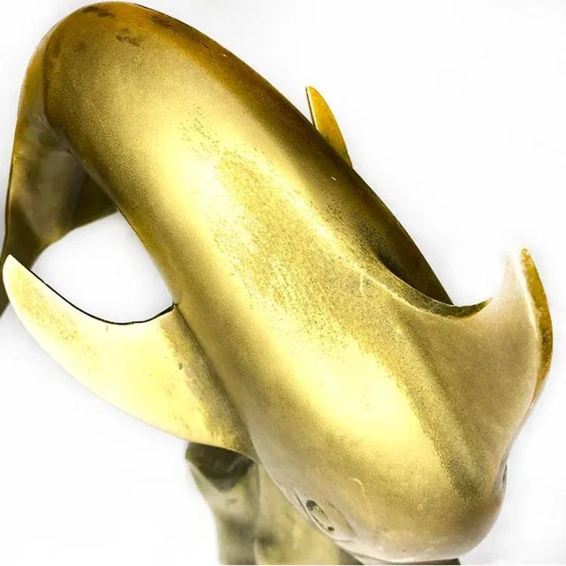 1980s Vintage Brass Dolphin Figurine For Sale - Image 9 of 10