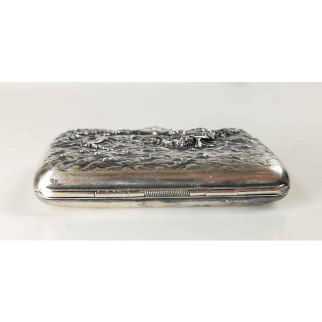 Silver 20th Century American Sterling Silver Cigarette Case With Siren & Dolphin by Battin & Co. For Sale - Image 8 of 15