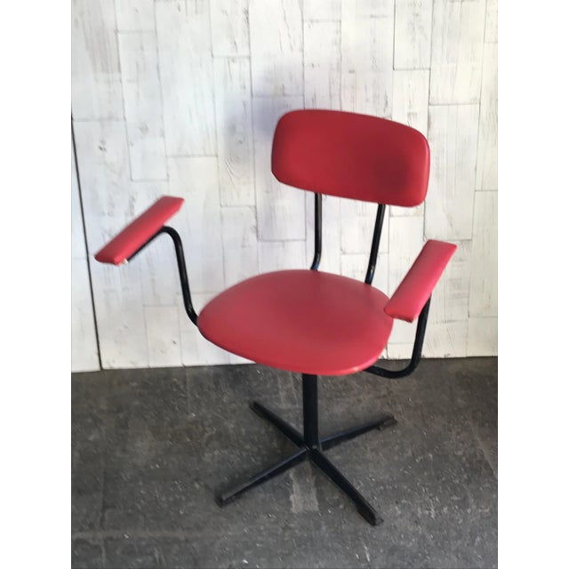 Set of Red & Black Desk Chairs, 1960s For Sale - Image 10 of 11