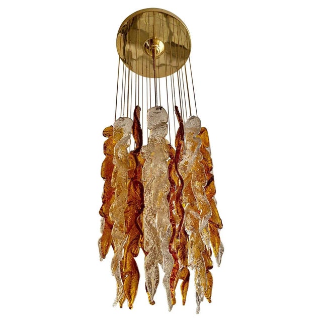 Bicolor Murano Glass Cascade Pendant Light from Mazzega, 1970s For Sale - Image 9 of 9