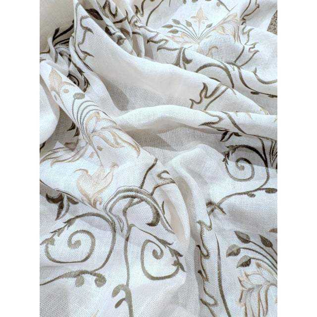 1990s Vintage Colefax & Fowler "Brittini Voile" Embroidered Semi Sheer Drapery Fabric- 6.25 Yards For Sale - Image 5 of 7
