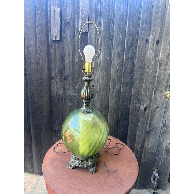 Mid-Century Modern 1960s Hollywood Regency Glass Lamp For Sale - Image 3 of 6