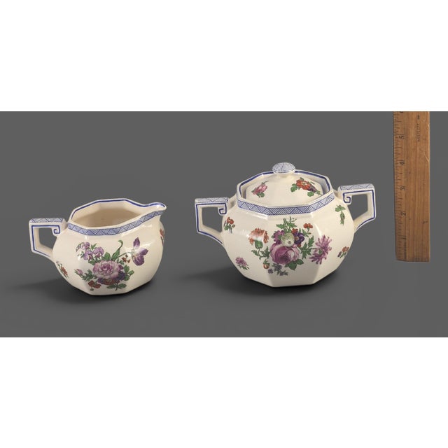 Mid 20th Century Vintage Royal Doulton "Old Leeds Spray" Pattern Sugar & Creamer Set For Sale - Image 5 of 7