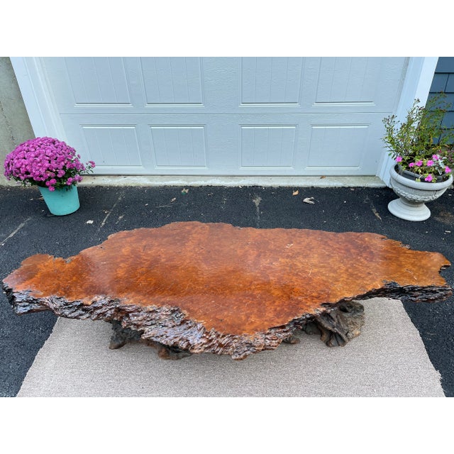 1970s 1970s Redwood Burl Coffee Table with Root Base For Sale - Image 5 of 13