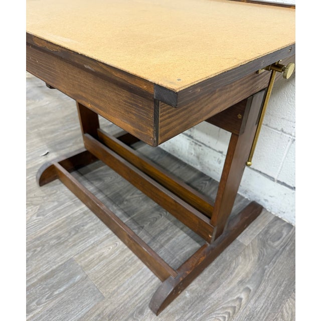 Vintage Adjustable Architect Drafting Table With Storage Compartment For Sale - Image 12 of 16