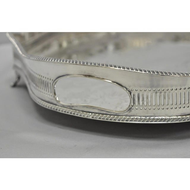 Vintage William Adams Sheffield England Edwardian Silver Plated Scalloped Tray For Sale - Image 13 of 16