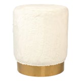 Image of Carnegie White Faux Fur Stool in White For Sale