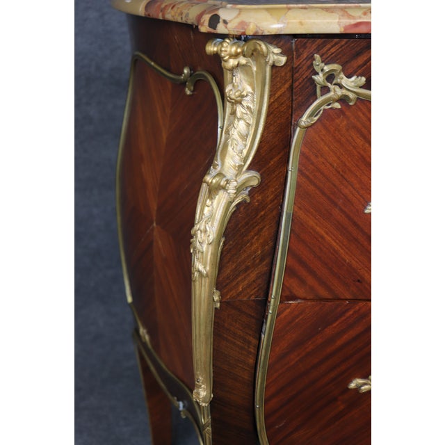 Late 19th C French Louis XV Style Breche D Alep Marble Top Commode For Sale - Image 12 of 15