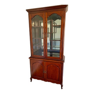1980s Custom Designed, Hand Carved Solid Rosewood China Cabinet For Sale