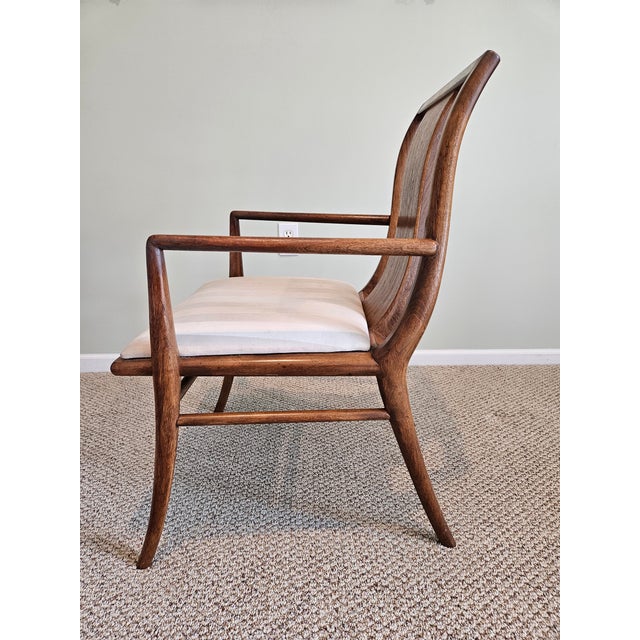 1950s Mid-Century Modern Walnut Upholstered Armchairs (Set of 5) For Sale - Image 5 of 13