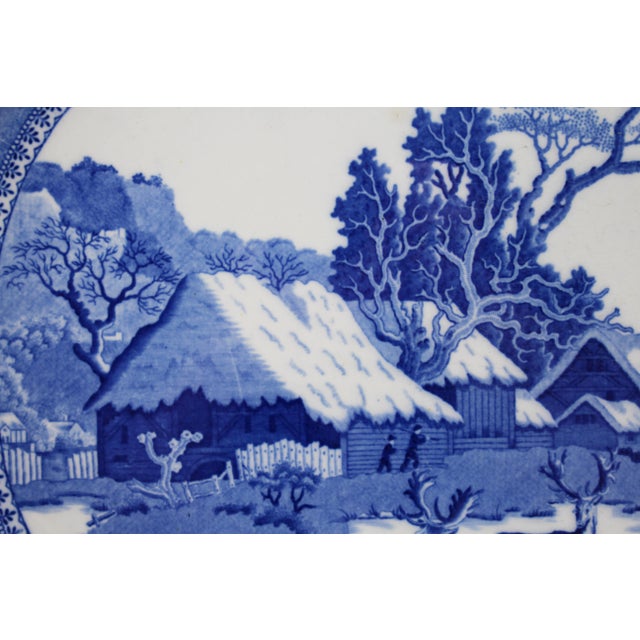 Circa 1820-30 "Fallow Deer" pattern pearlware platter, English. Staffordshire by John Rogers & Son. Octagonal form....