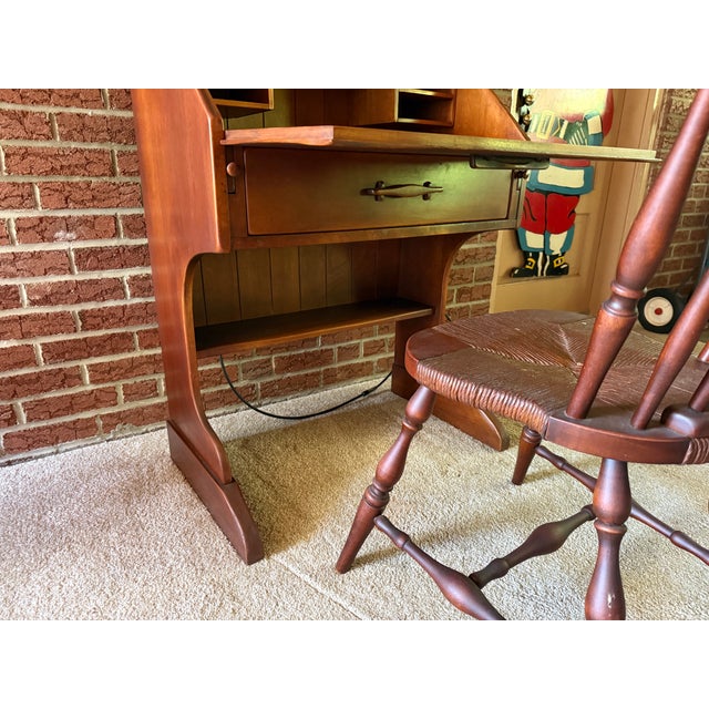Cushman Colonial Creations Maple Secretary Desk #1012 and Chair #7041 Mid-Century For Sale - Image 14 of 15