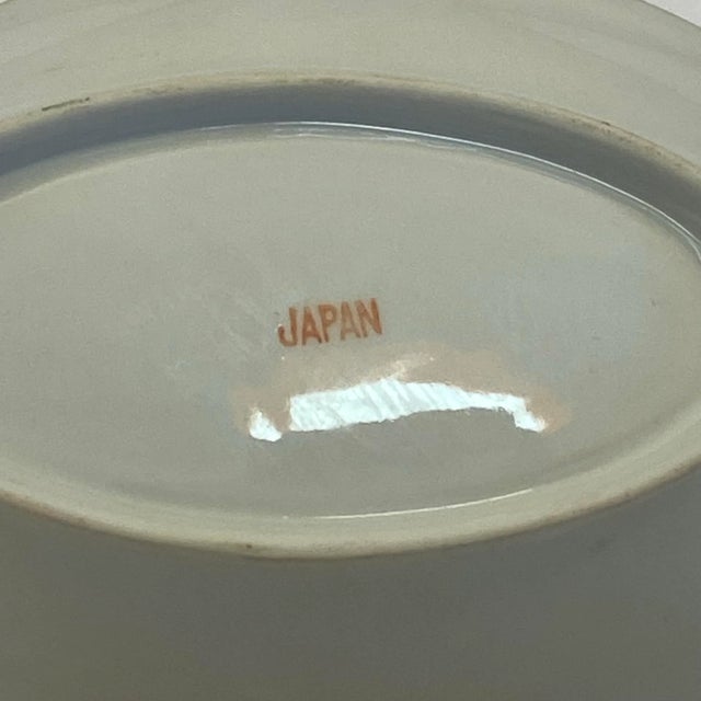 Mid 20th Century Mid-Century Japanese Porcelain Floral Relish Dish With Gilded Handles For Sale - Image 5 of 7