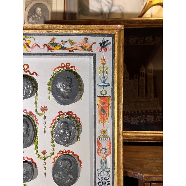 Renaissance Revival Grotesche Painted Frame With Neoclassical Grand Tour Intaglios For Sale - Image 10 of 16