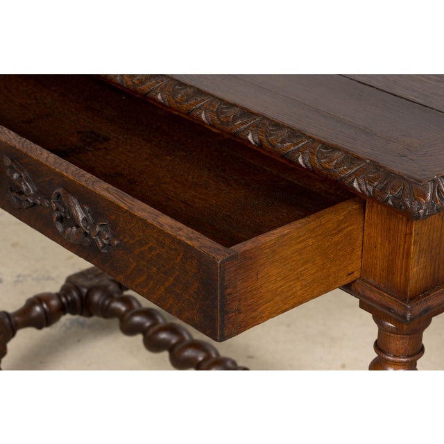 Antique French Louis XIII Style Oak Writing Table or Side Table, Late 19th Century For Sale - Image 10 of 18