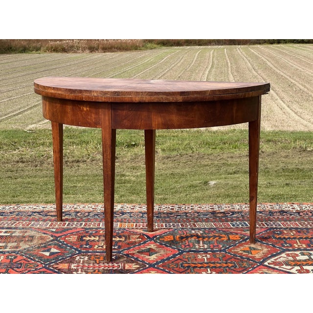 Early 18th Century Antique Mahogany Demi LuneTable Federal Style For Sale - Image 5 of 11