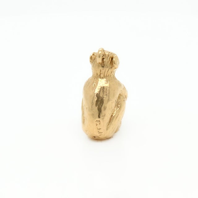 Metal Vintage English 9ct. Gold Figural Monkey or Chimpanzee Charm for a Bracelet For Sale - Image 7 of 14