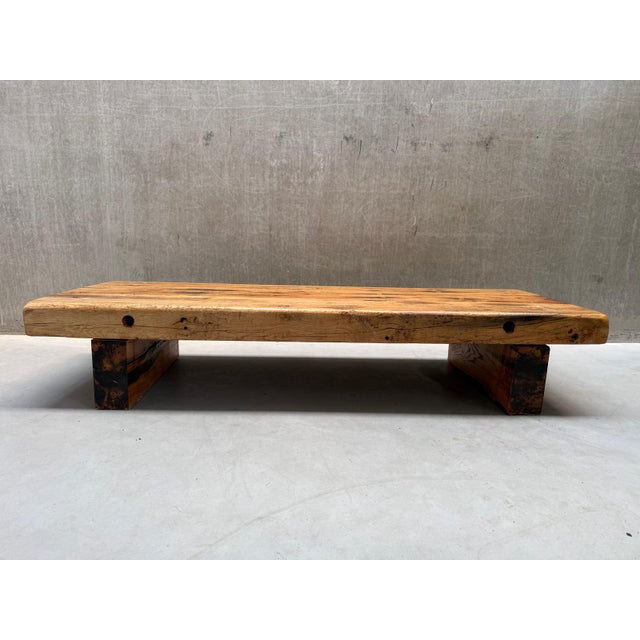 Mid-Century Modern Brutalist Wabi-Sabi Oak Coffee Table For Sale - Image 3 of 9