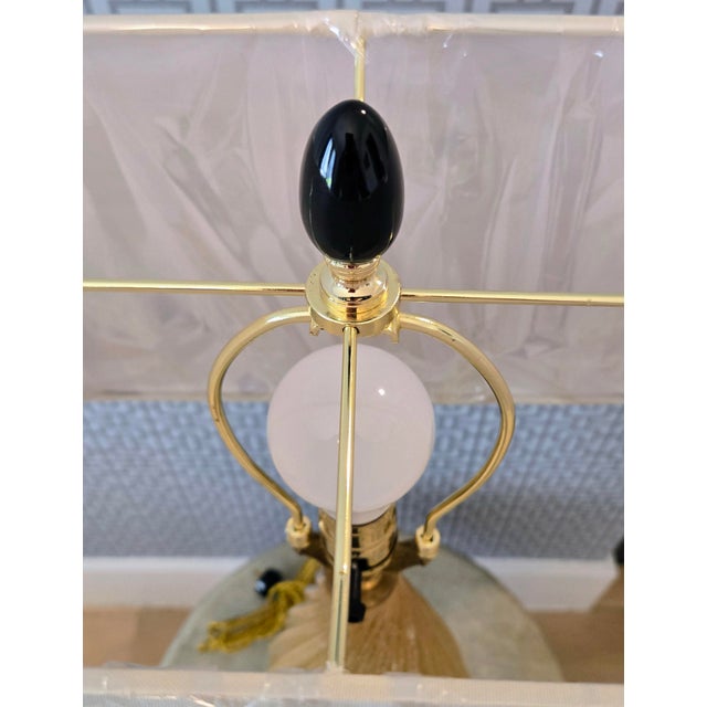 Vintage Murano-Style Gold Art Glass Table Lamp With Clear Acrylic Base & New Rectangular Shade, 31″ For Sale - Image 11 of 14