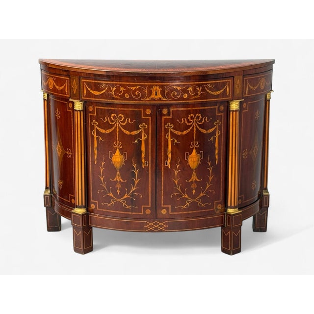 A Pair of Italian Neoclassical, Marquetry, Satinwood, Demilune Chests, Italy, 19th C. For Sale In New York - Image 6 of 18