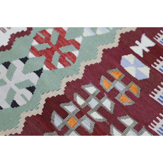 1960s Oriental Style Handmade Blue Oushak Kilim Rug For Sale In Sacramento - Image 6 of 9