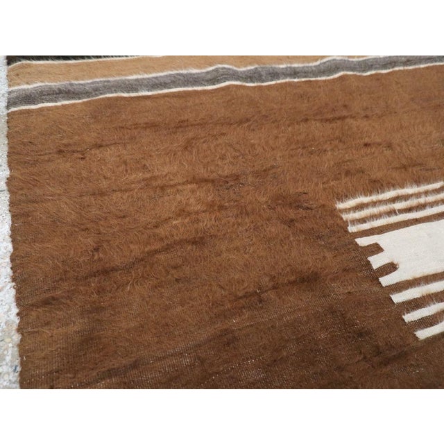 Galerie Shabab Collection Mid-20th Century Turkish Folk Accent Rug Handmade in Brown, Black, Ivory, and Grey For Sale - Image 4 of 9