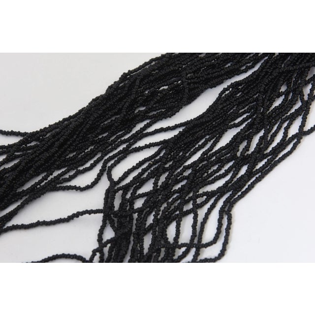 Late 20th Century Long Multi-Strand Black Bead Mother of Pearl Necklace For Sale - Image 5 of 8