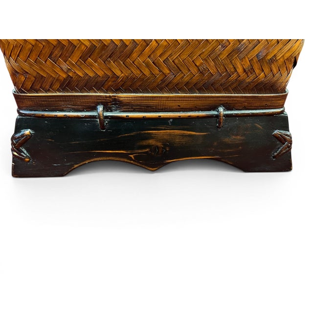 Mid-Century Boho Coastal Rattan Storage Side Tables - A Pair For Sale - Image 16 of 16