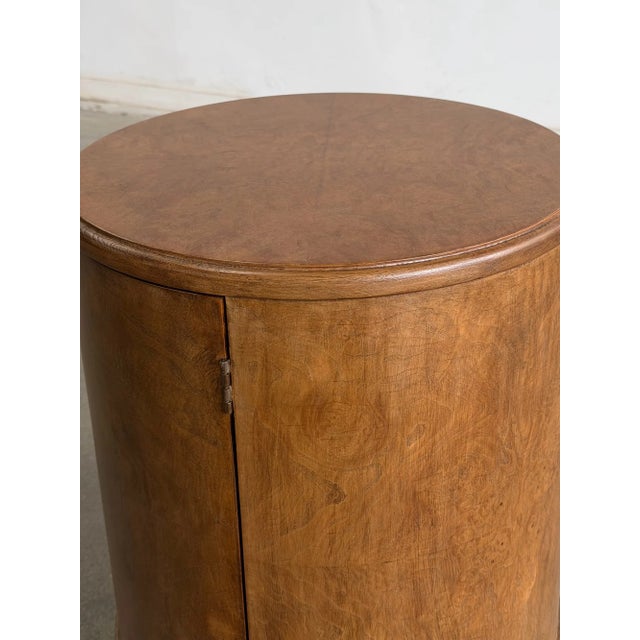 Vintage Drum Burl & Brass Nightstand For Sale - Image 9 of 10