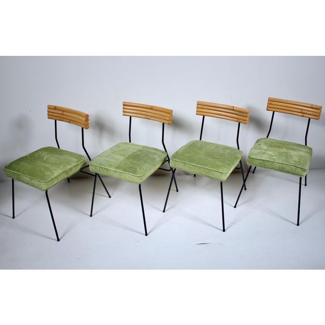 Ritts Co. Herb & Shirley Ritts Iron, Bamboo & Suede Dining Side Chairs, 1950s - Set of 4 For Sale - Image 4 of 12