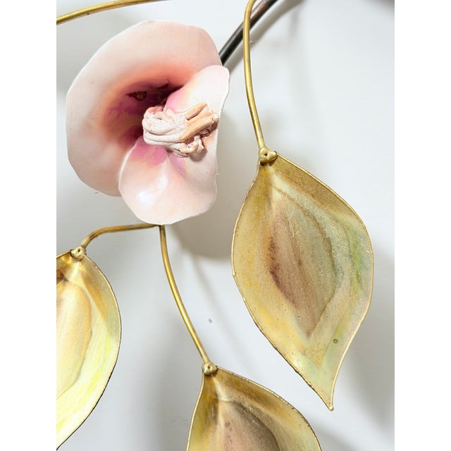 Vintage Mid-Century Brass Wall Sculpture, Dogwood/Magnolia Blossom Branches, Pair For Sale In Chicago - Image 6 of 6