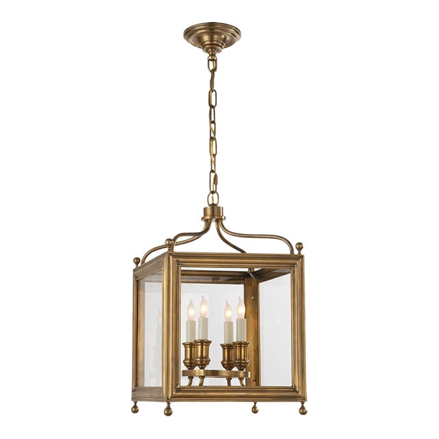 J. Randall Powers for Visual Comfort Signature Greggory Small Lantern in Hand-Rubbed Antique Brass For Sale