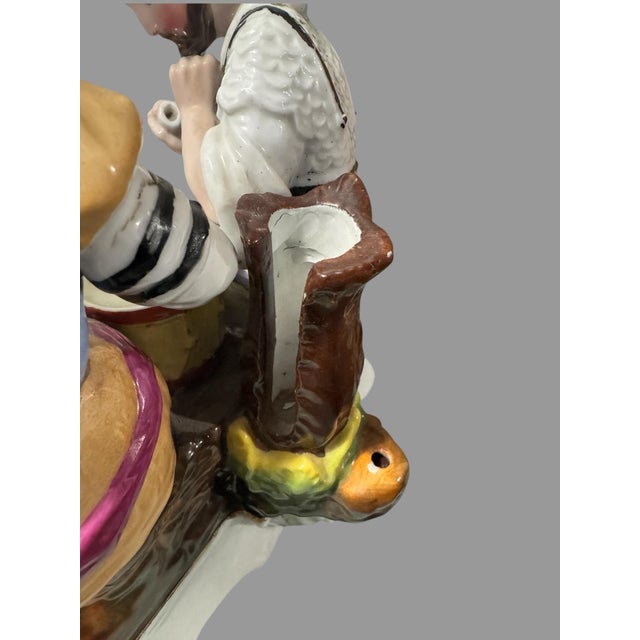 Antique Victorian 9" Figural Porcelain Landscape Group of 2 Gents Playing Dice For Sale - Image 4 of 8