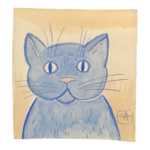 Original Watercolor by CL Auker, the Expectant Cat