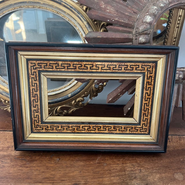 Brown Antique Neoclassical Mahogany and Parcel Gilt Picture Frame For Sale - Image 8 of 8