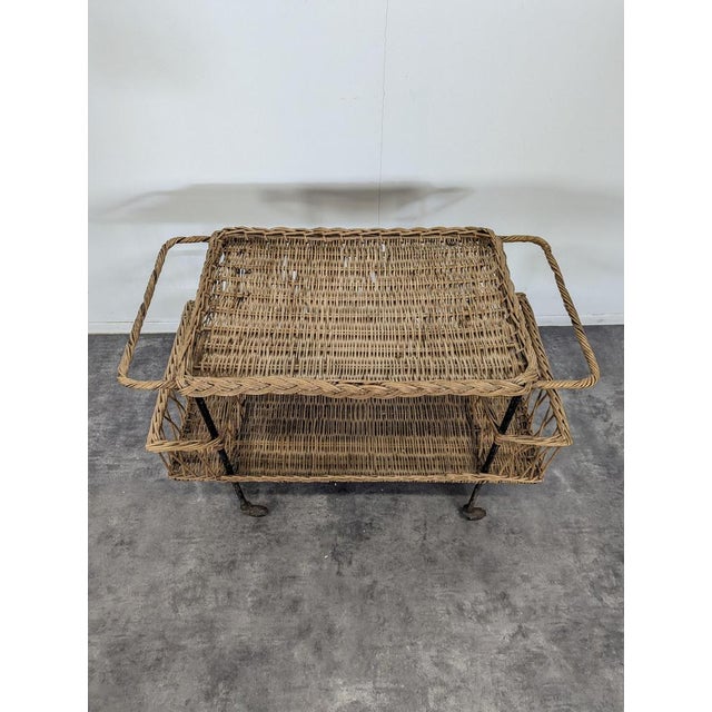 Rattan Rolling Trolley, 1960s For Sale - Image 3 of 6