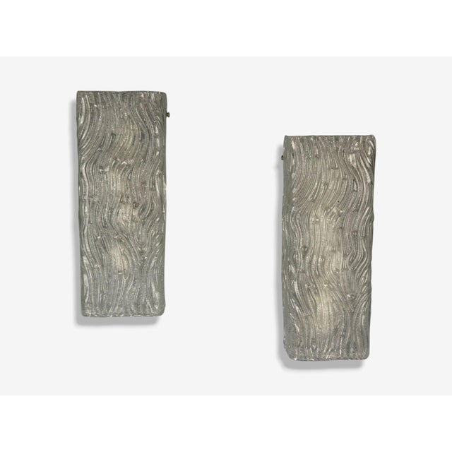 Mid-Century Modern Swedish Modern, Textured Glass, Nickel, Wall Lights, Sweden, 1970s For Sale - Image 3 of 9