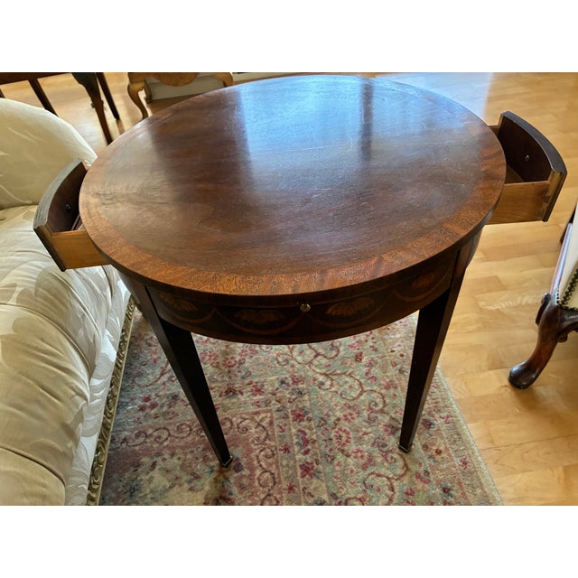 Late 20th Century Late 20th Century Baker Furniture Federal Inlaid Mahogany Side Table For Sale - Image 5 of 9
