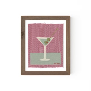 Beatrice the Martini by Willa Heart in Walnut Frame, Mini Art Print For Sale