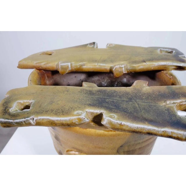 Brown John Glick Modernist Stoneware Glazed Ceramic Rare Yellow Vase Signed For Sale - Image 8 of 11