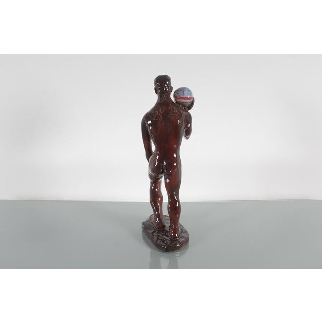 Mid-Century Atlas Glossy Glazed Ceramic Sculpture, Italy, 1950s For Sale - Image 9 of 18