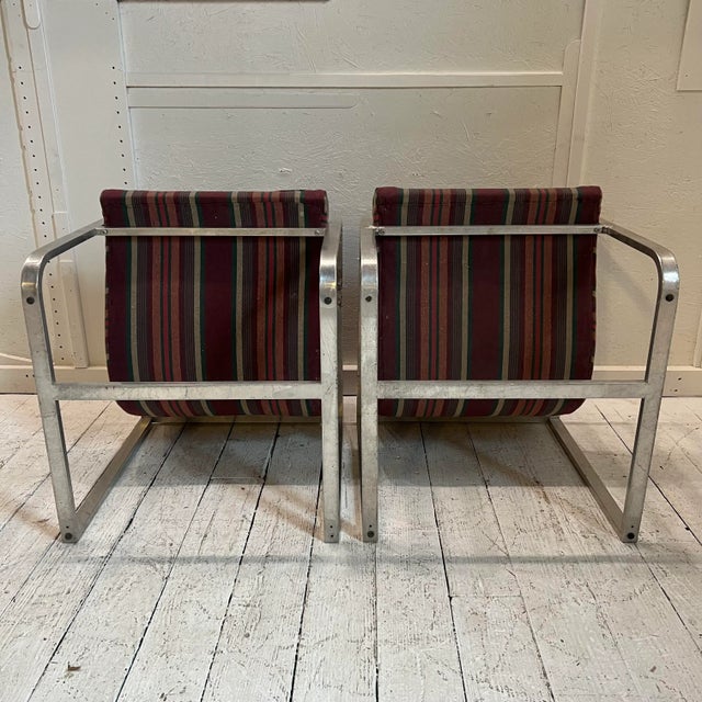 Mid Century Modern Brushed Aluminum Club Chairs For Sale - Image 4 of 10