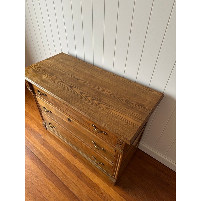 Wood Antique Eastlake Solid Oak Wooden 3-Drawer Dresser For Sale - Image 7 of 11