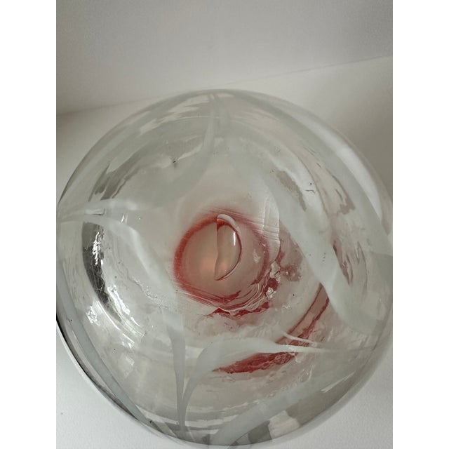 Vintage Hand-Blown Italian Art Glass Vase, Red & White Swirl For Sale In San Francisco - Image 6 of 9