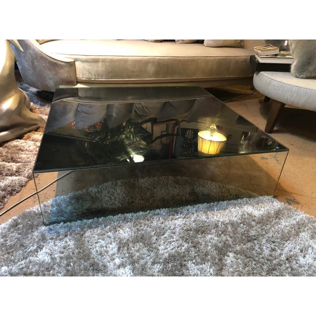 Late 20th Century Mid Century Modern Judd Smoked Square Glass Coffee Table For Sale - Image 5 of 7