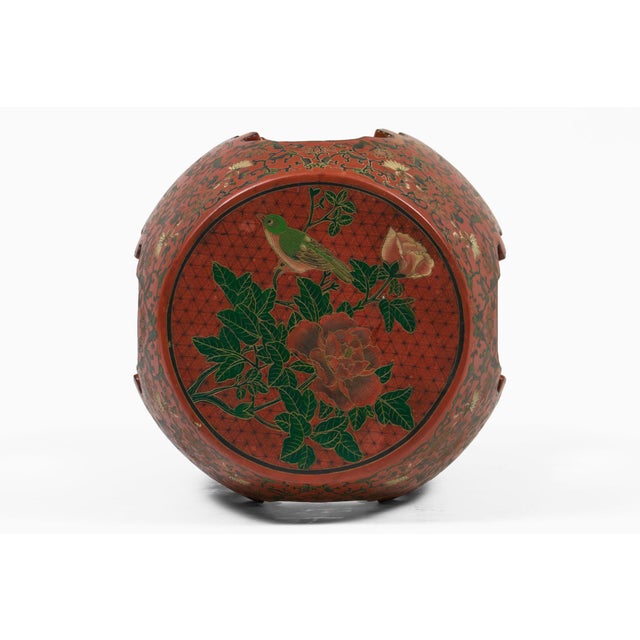 Wood Vintage Chinese Red Lacquered Garden Seat For Sale - Image 7 of 8