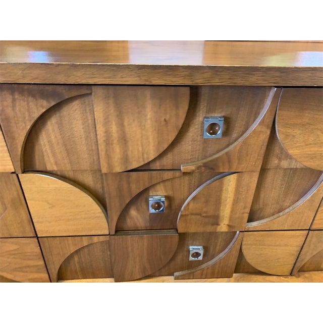 Wood Mosaic Brutalist Modern Mid Century Walnut Dresser by Tobago For Sale - Image 7 of 7