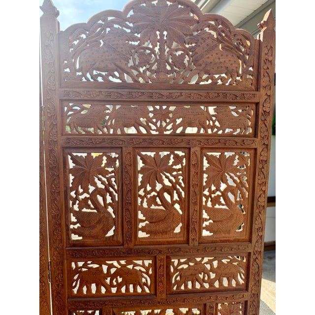 Moroccan Vintage Hand Carved Wood Room Divider For Sale - Image 3 of 10