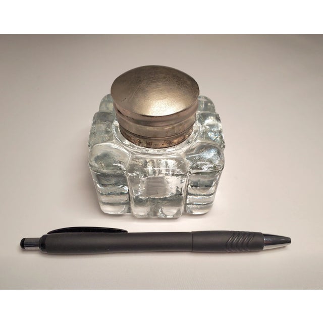 Glass 1940's Crystal Inkwell For Sale - Image 7 of 9